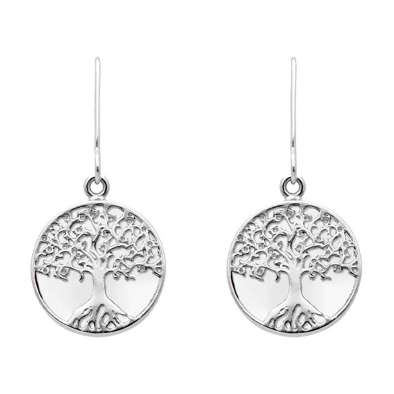 Sterling Silver Bauxite Round Tree of Life Drop Earrings sold by Jura Watches