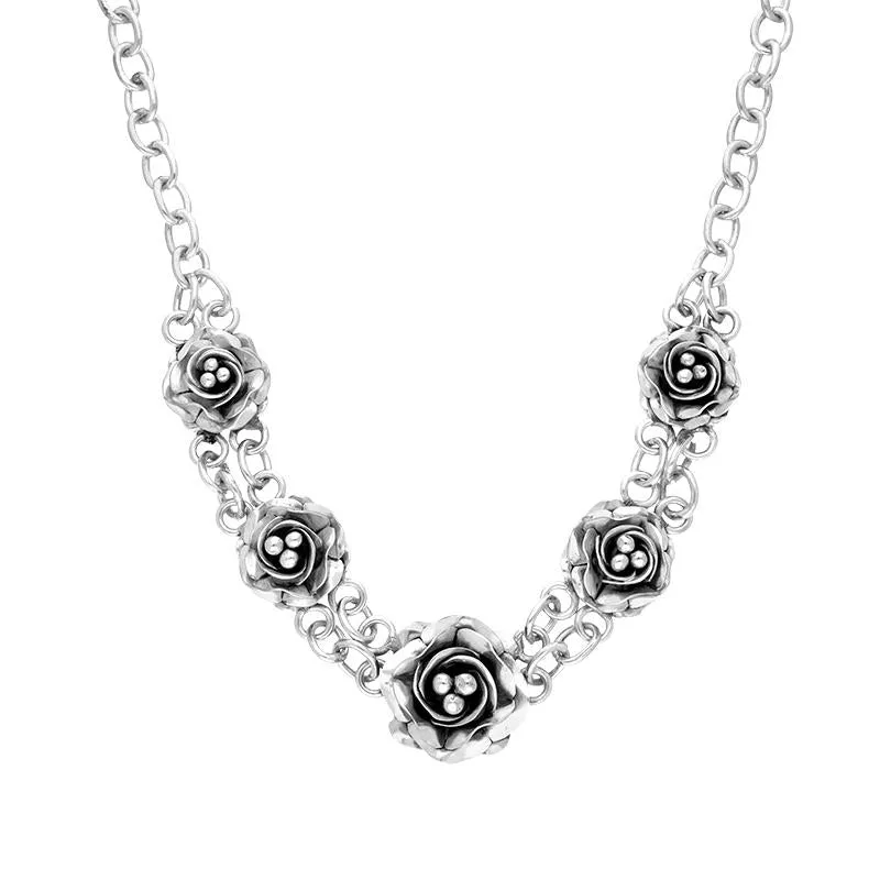 Sterling Silver Graduating Roses Necklace sold by Jura Watches product image thumbnail 2