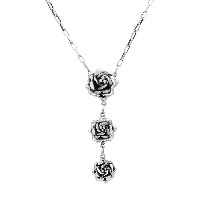 Sterling Silver Cascading Roses Necklace sold by Jura Watches