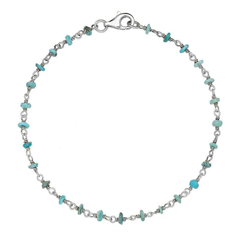 Sterling Silver Turquoise Bead Chain Bracelet sold by Jura Watches