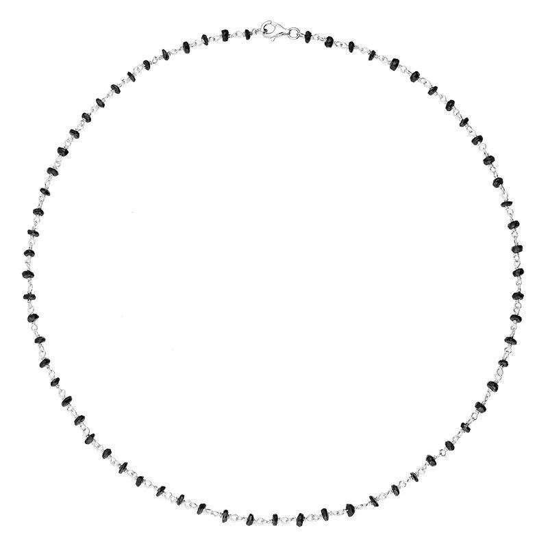 Sterling Silver Whitby Jet 4mm Bead Chain Link Necklace sold by Jura Watches