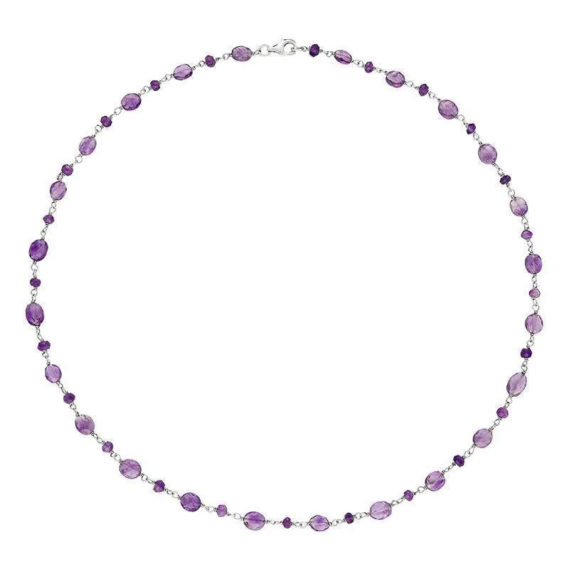 Sterling Silver Amethyst Bead Chain Link Necklace sold by Jura Watches
