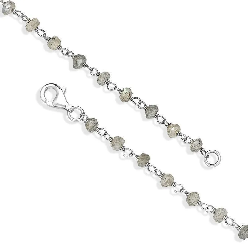 Sterling Silver Labradorite 4mm Bead Chain Link Necklace sold by Jura Watches product image thumbnail 2