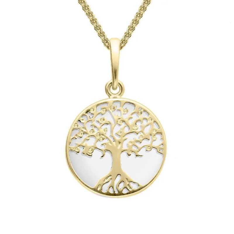 9ct Yellow Gold Bauxite Small Round Tree Of Life Necklace sold by Jura Watches