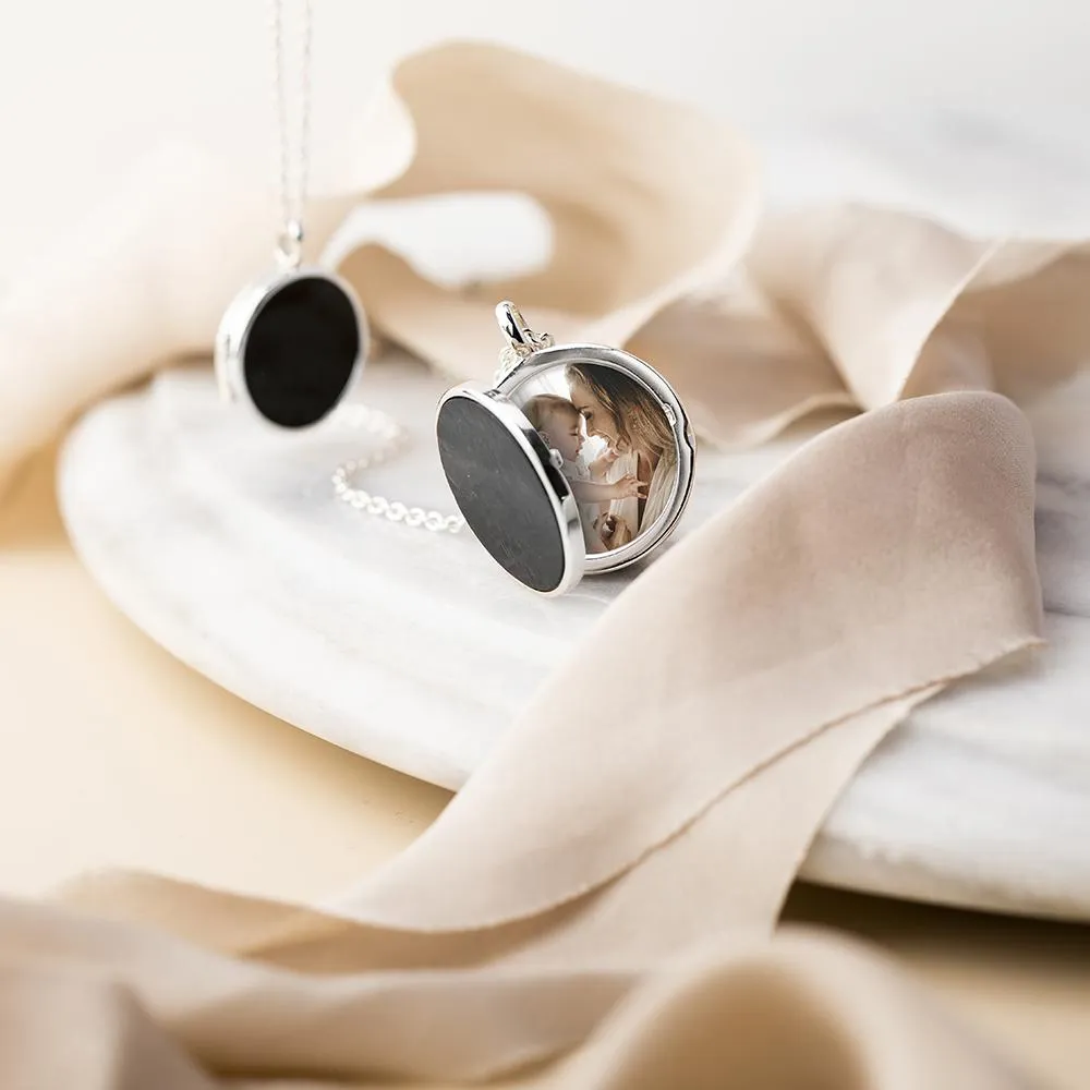 Sterling Silver Whitby Jet Small Round Locket sold by Jura Watches product image thumbnail 5