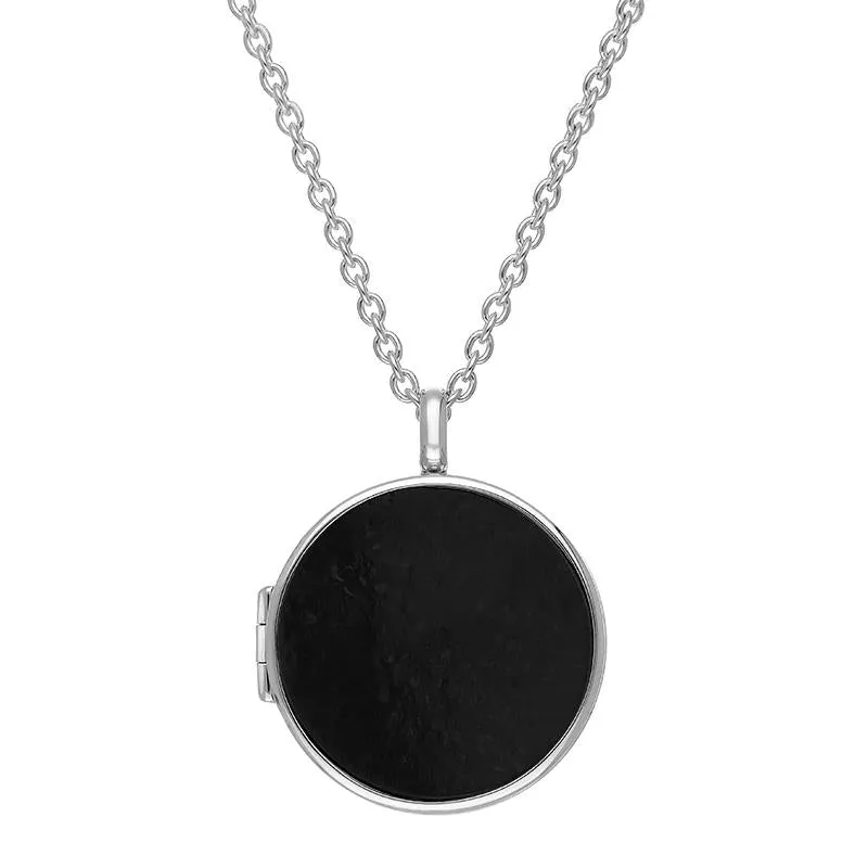 Sterling Silver Whitby Jet Large Round Locket sold by Jura Watches