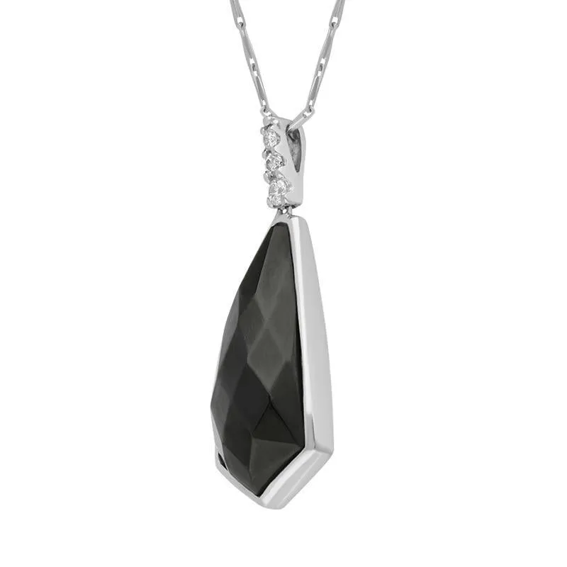 18ct White Gold Whitby Jet Diamond Faceted Abstract Shaped Necklace D sold by Jura Watches product image thumbnail 2