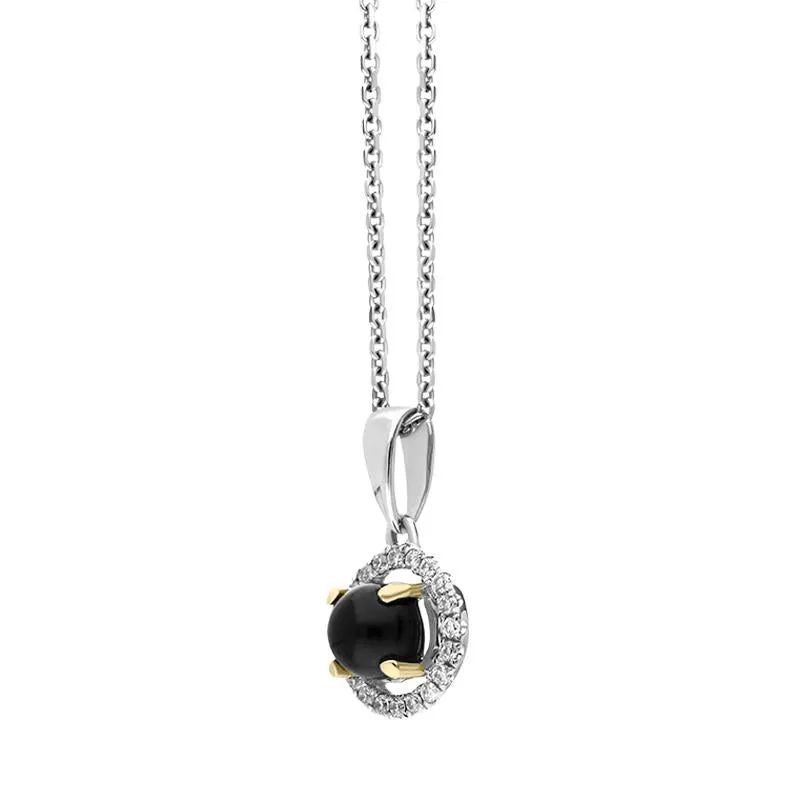 18ct White Gold Whitby Jet 0.09ct Diamond Set Round Necklace sold by Jura Watches product image thumbnail 2