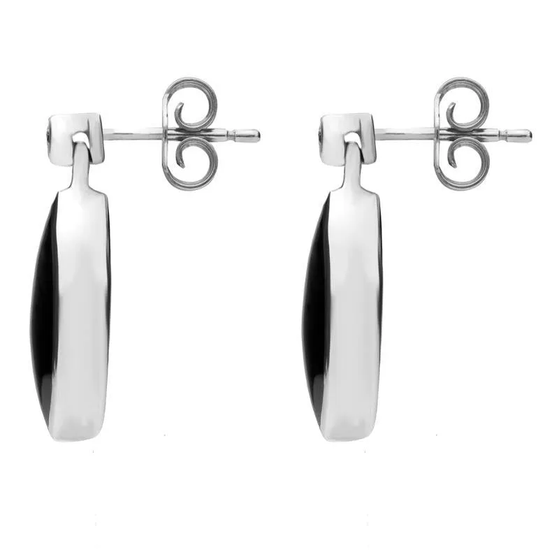 9ct White Gold Whitby Jet Diamond Marquise Shaped Drop Earrings sold by Jura Watches product image thumbnail 2