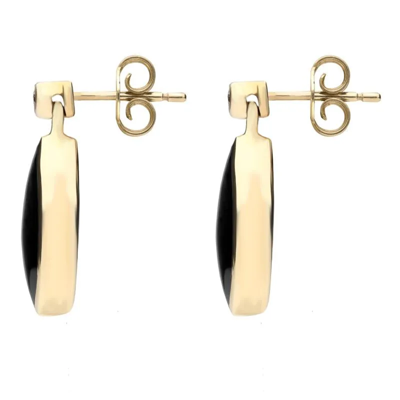 9ct Yellow Gold Whitby Jet Diamond Marquise Shaped Drop Earrings sold by Jura Watches product image thumbnail 2