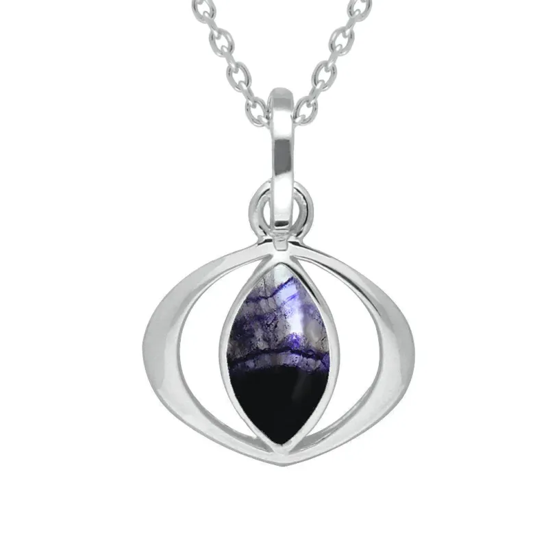 Sterling Silver Blue John Cat Eye Necklace sold by Jura Watches
