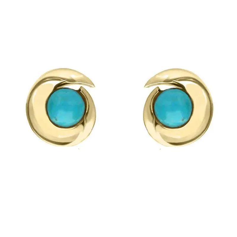9ct Yellow Gold Turquoise Spiral Stud Earrings sold by Jura Watches