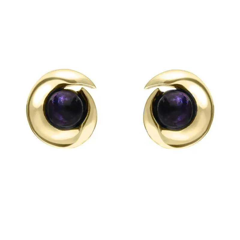 9ct Yellow Gold Blue John Spiral Stud Earrings sold by Jura Watches