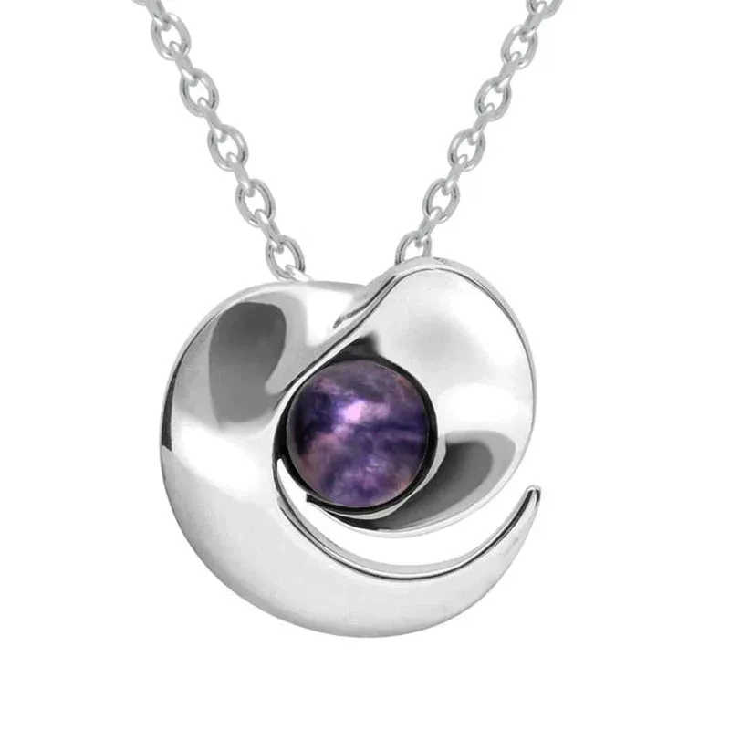 Sterling Silver Blue John Heart Spiral Necklace sold by Jura Watches