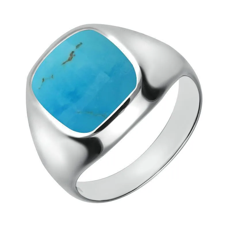 Sterling Silver Turquoise Large Cushion Signet Ring sold by Jura Watches
