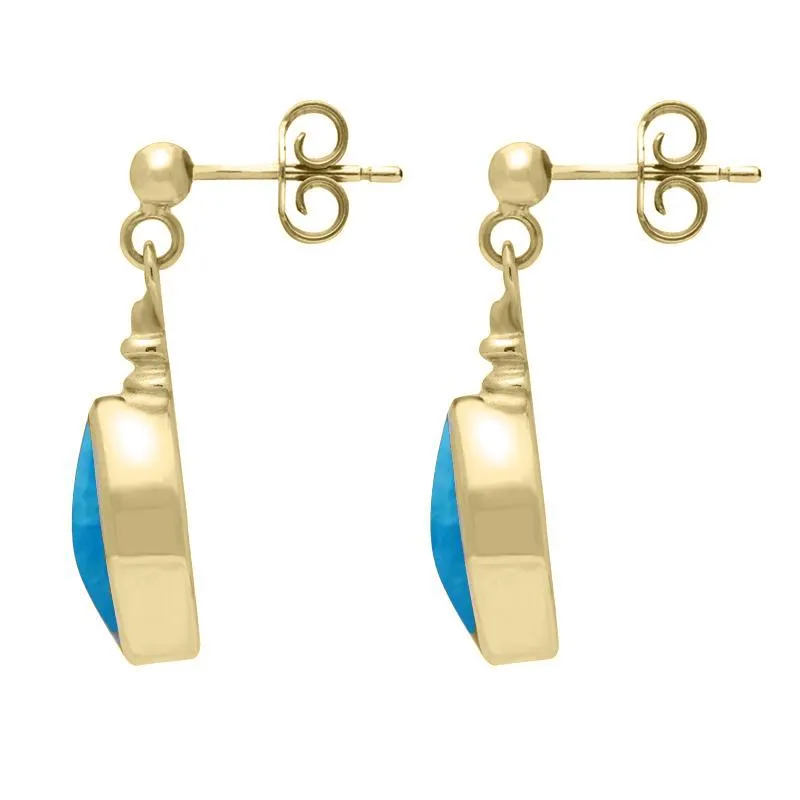 9ct Yellow Gold Turquoise Oval Bottle Top Drop Earrings sold by Jura Watches product image thumbnail 2