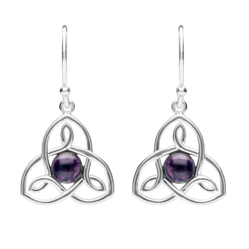 Sterling Silver Blue John Celtic Cross Hook Drop Earrings sold by Jura Watches