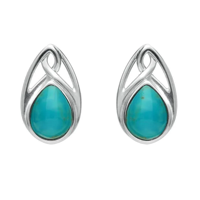Sterling Silver Turquoise Pear Shaped Celtic Stud Earrings sold by Jura Watches