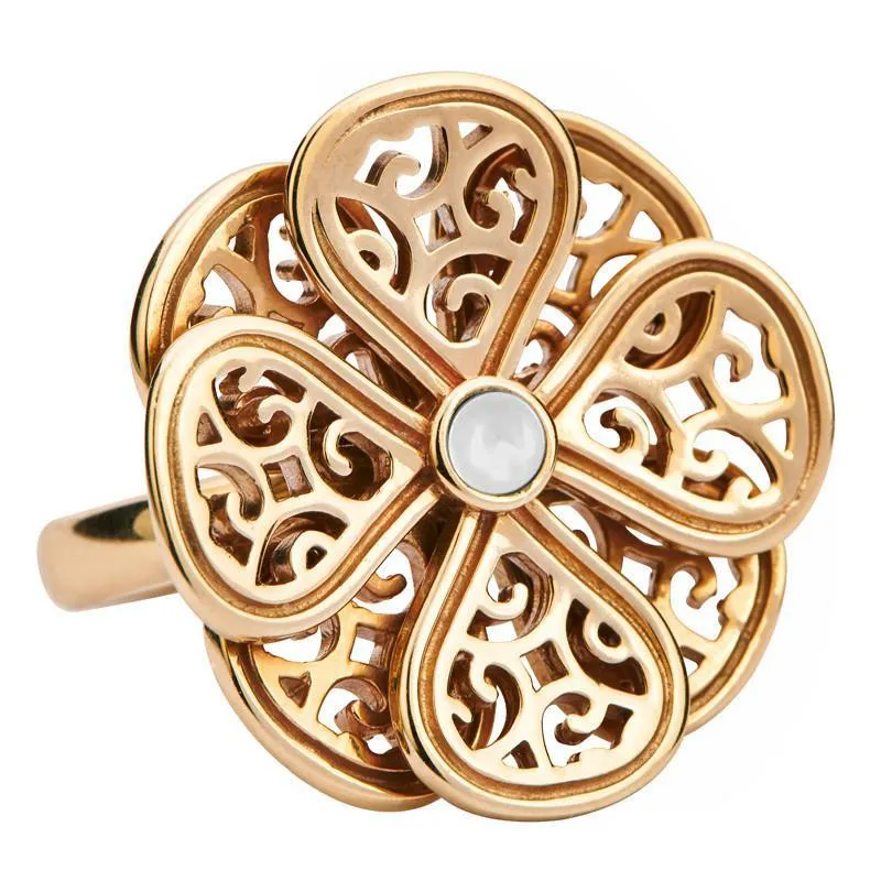 9ct Yellow Gold Bauxite Flore Eight Petal Flower Ring sold by Jura Watches