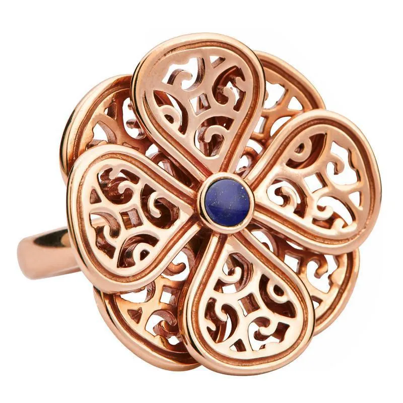 9ct Rose Gold Lapis Lazuli Flore Eight Petal Flower Ring sold by Jura Watches