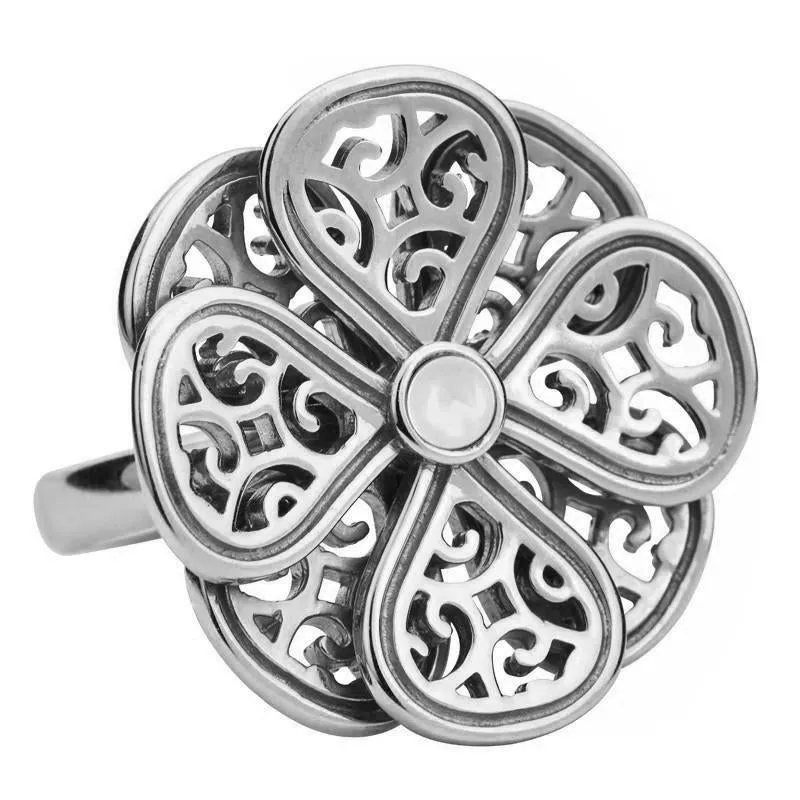 9ct White Gold Bauxite Flore Eight Petal Flower Ring sold by Jura Watches