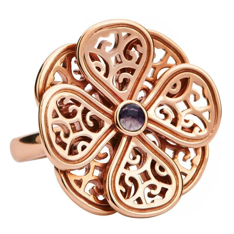 9ct Rose Gold Blue John Flore Eight Petal Flower Ring sold by Jura Watches