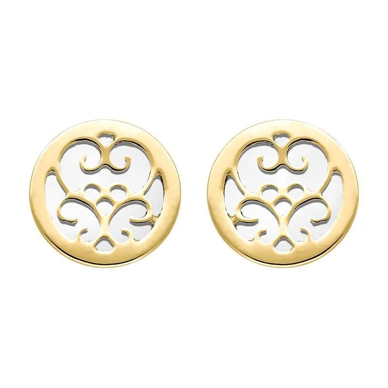 9ct Yellow Gold Bauxite Flore Filigree Stud Earrings sold by Jura Watches
