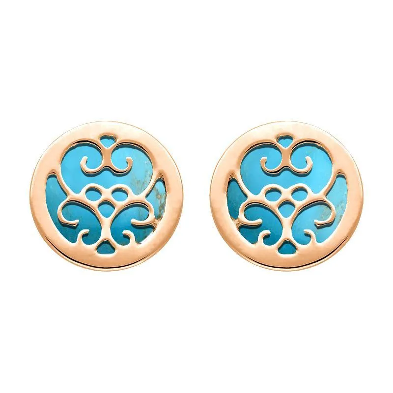 9ct Rose Gold Turquoise Flore Filigree Earrings sold by Jura Watches