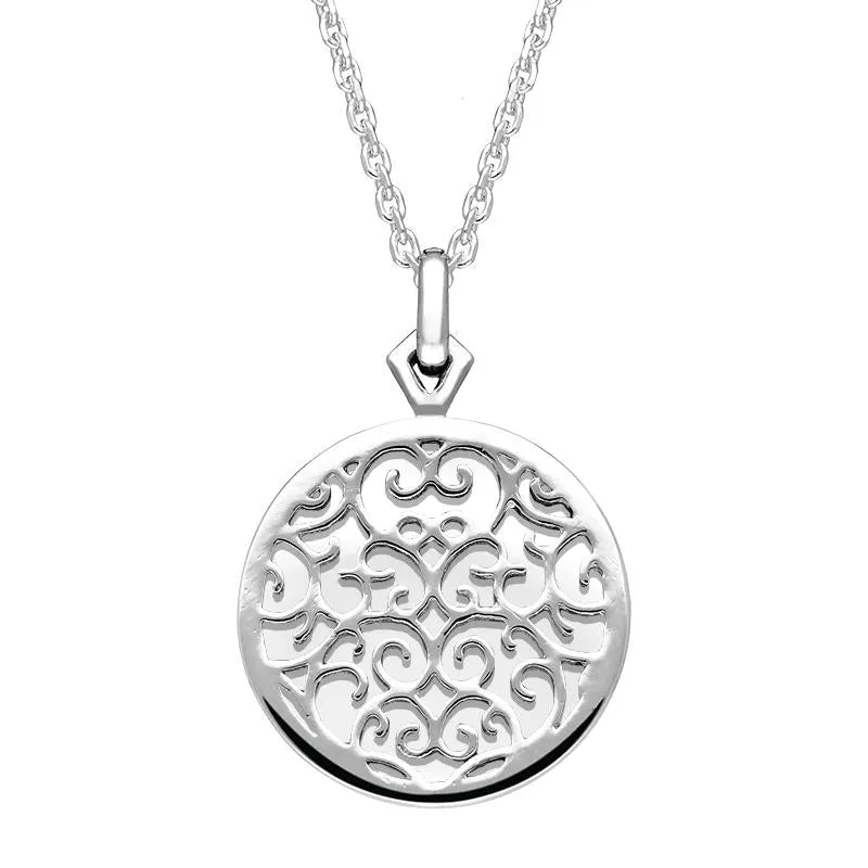 9ct White Gold Bauxite Flore Filigree Necklace sold by Jura Watches
