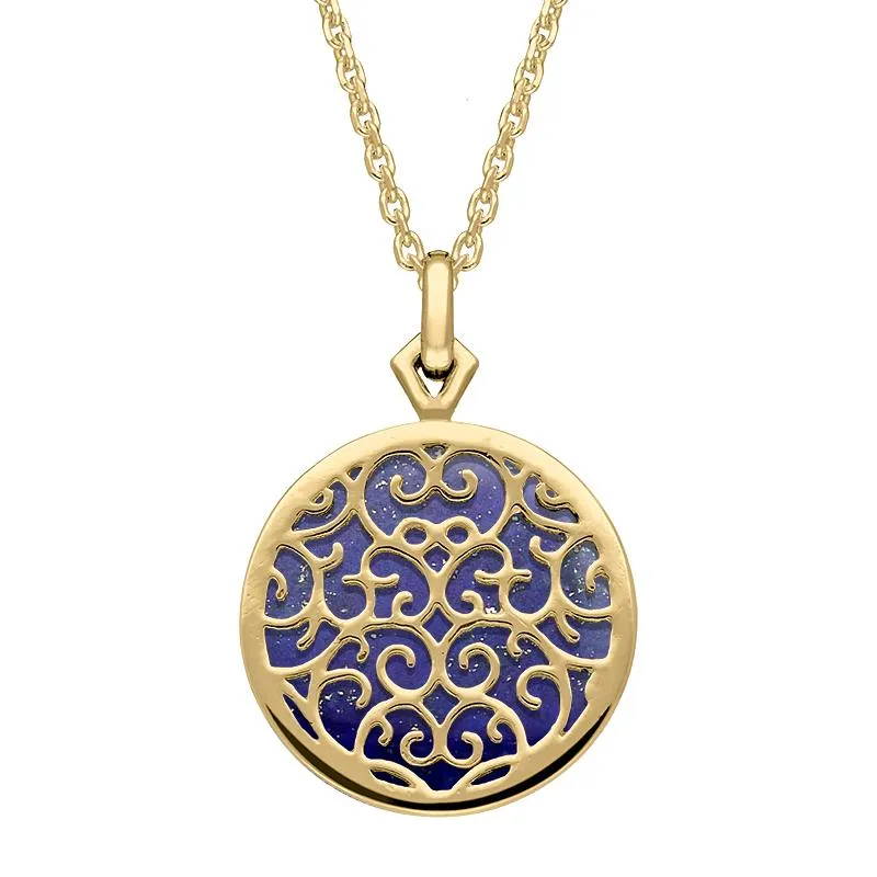 9ct Yellow Gold Lapis Lazuli Flore Filigree Necklace sold by Jura Watches