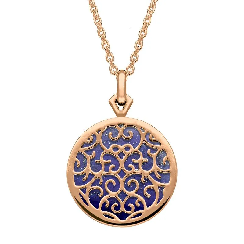 9ct Rose Gold Lapis Lazuli Flore Filigree Necklace sold by Jura Watches