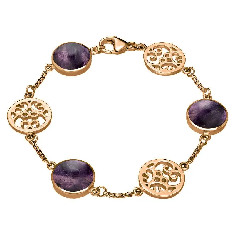 9ct Rose Gold Blue John Flore Filigree Bracelet sold by Jura Watches