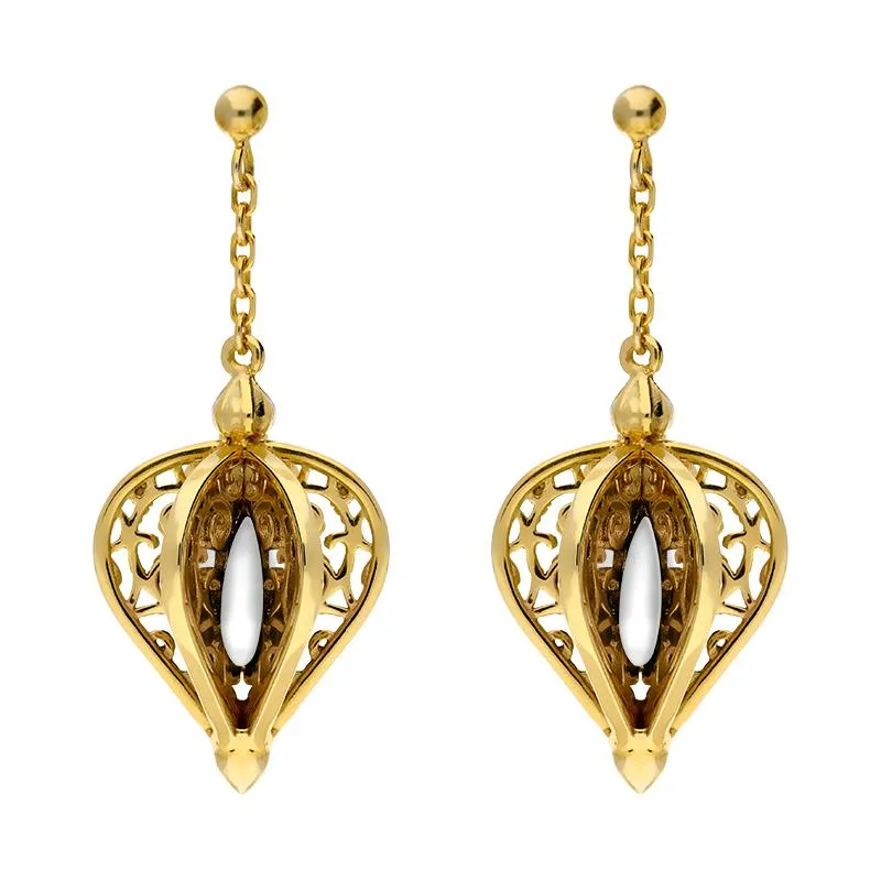 Yellow Gold Plated Sterling Silver Bauxite Flore Filigree Drop Earrings sold by Jura Watches