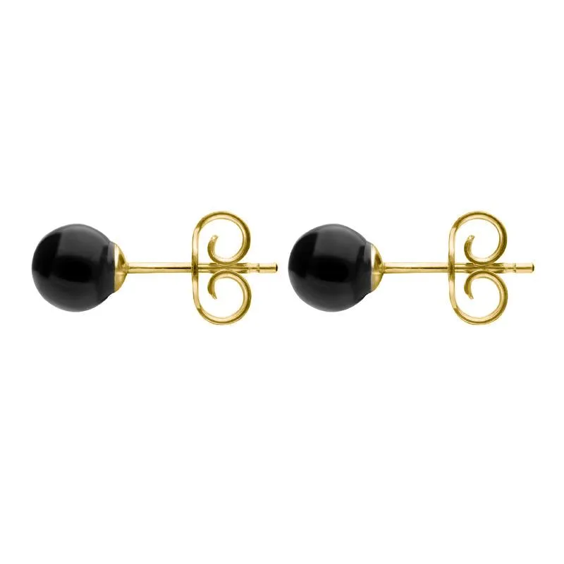 Yellow Gold Whitby Jet 5mm Ball Stud Earrings sold by Jura Watches product image thumbnail 2