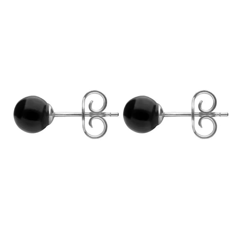 Sterling Silver Whitby Jet 5mm Ball Stud Earrings sold by Jura Watches product image thumbnail 2