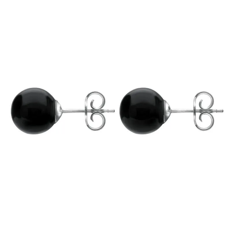 Sterling Silver Whitby Jet 8mm Ball Stud Earrings sold by Jura Watches product image thumbnail 2