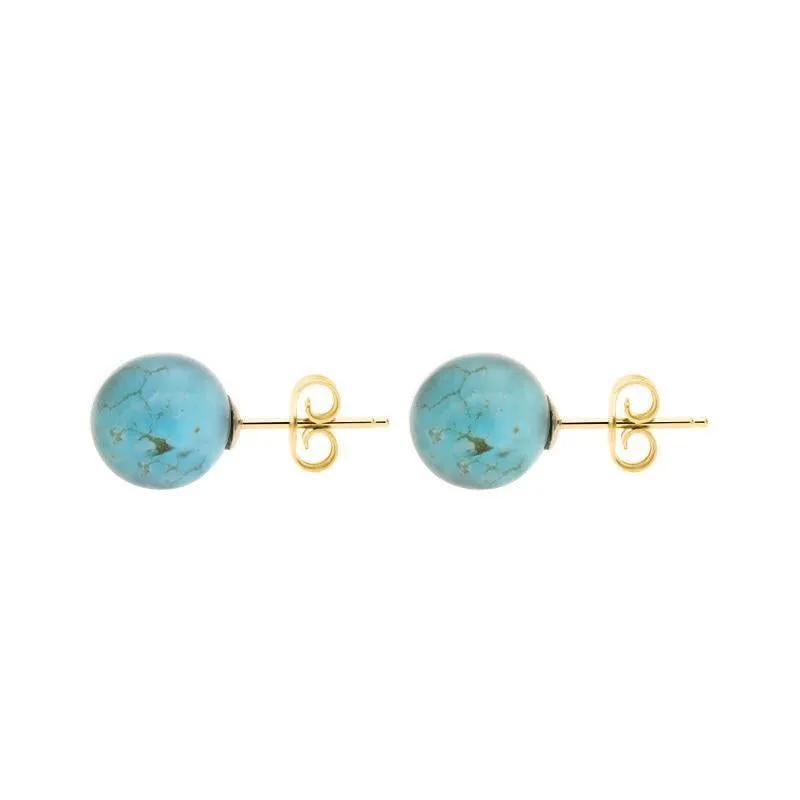 Yellow Gold Turquoise 8mm Ball Stud Earrings sold by Jura Watches product image thumbnail 2