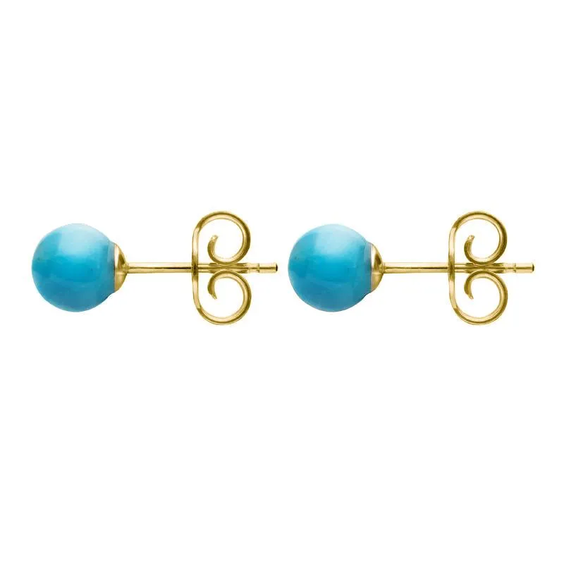 Yellow Gold Turquoise 5mm Ball Stud Earrings sold by Jura Watches product image thumbnail 2