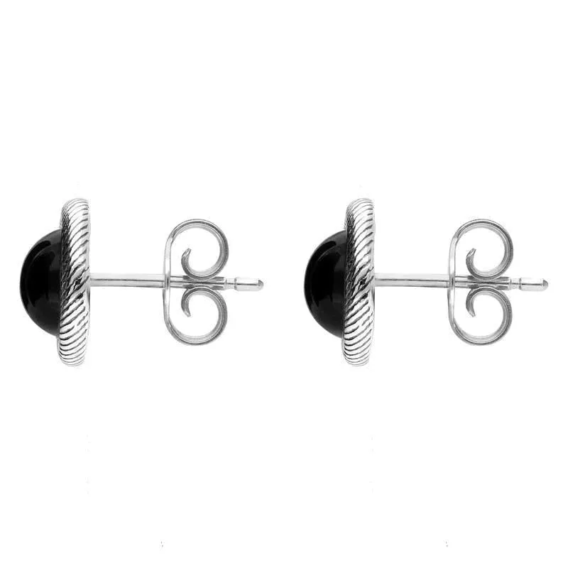 Sterling Silver Whitby Jet Round Ribbed Edge Stud Earrings sold by Jura Watches product image thumbnail 2