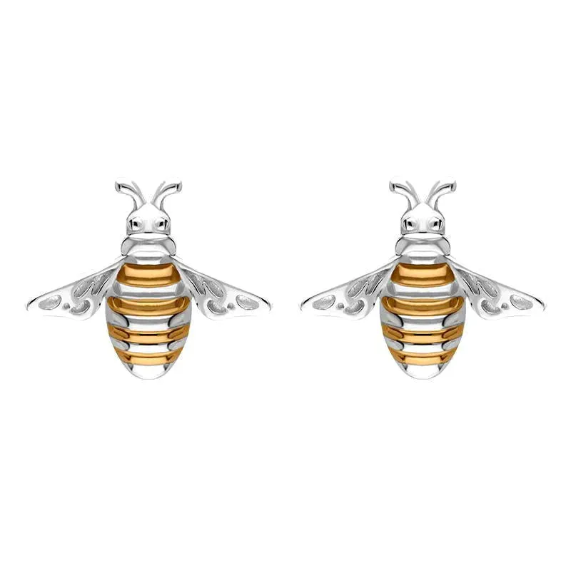 Sterling Silver Rose Gold Plated Bee Stud Earrings sold by Jura Watches