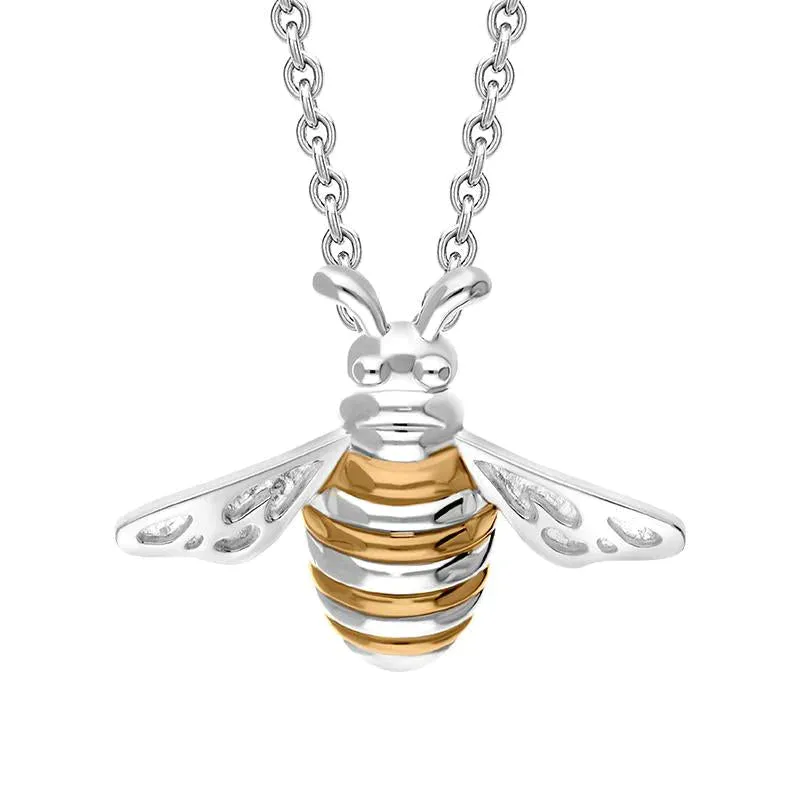 Sterling Silver Rose Gold Plated Bee Large Pendant sold by Jura Watches