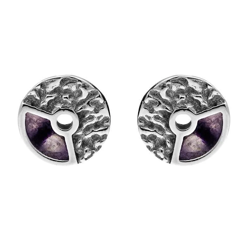 Sterling Silver Blue John Peak District Millstone Stud Earrings sold by Jura Watches