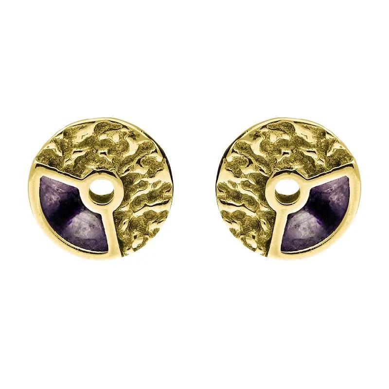 9ct Yellow Gold Blue John Peak District Millstone Stud Earrings sold by Jura Watches