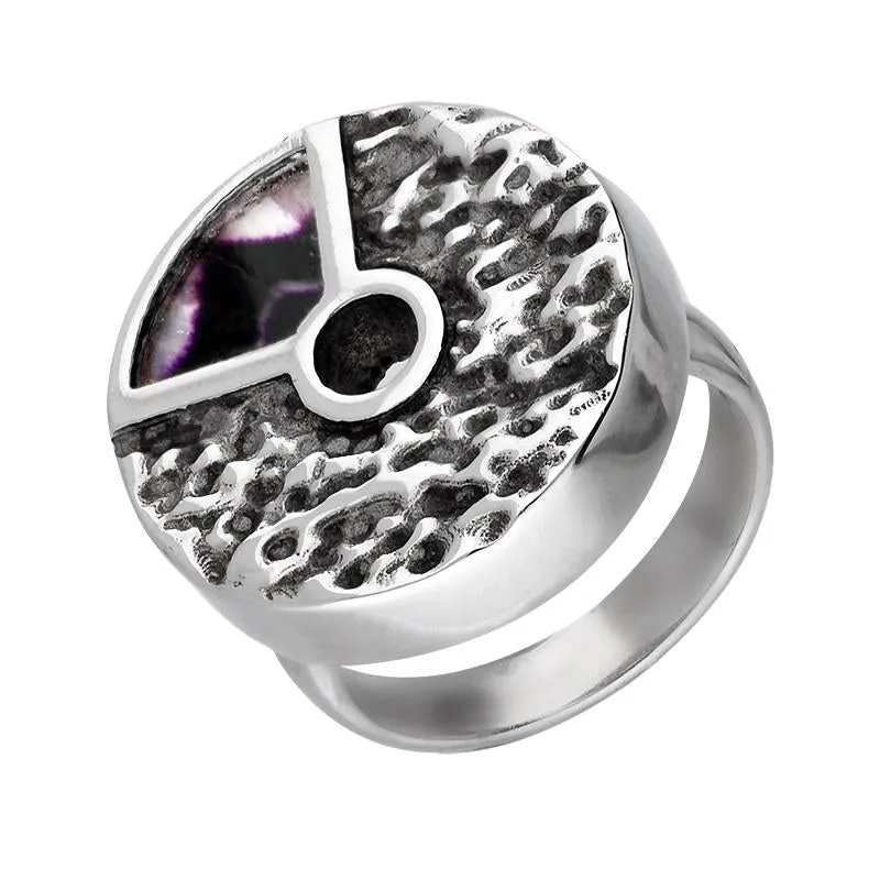 Sterling Silver Blue John Peak District Millstone Large Ring sold by Jura Watches