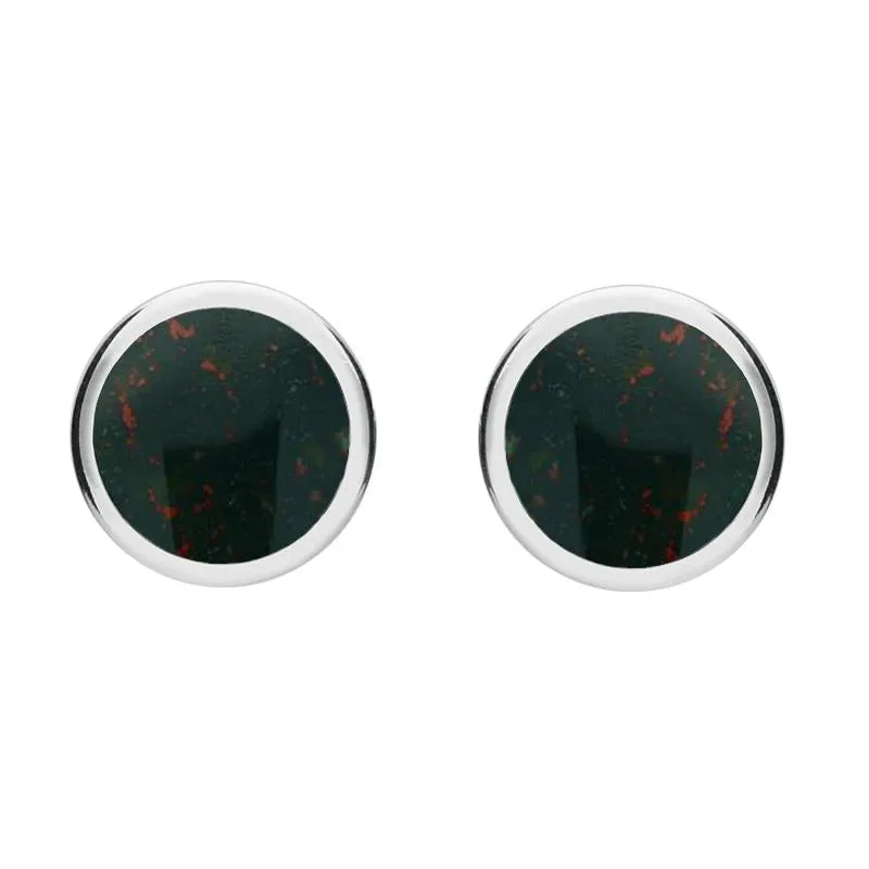 Sterling Silver Bloodstone Round Stud Earrings sold by Jura Watches