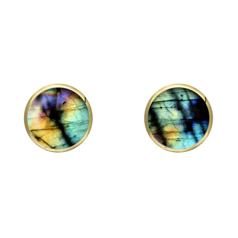 9ct Yellow Gold Spectrolite 5mm Classic Small Round Stud Earrings sold by Jura Watches