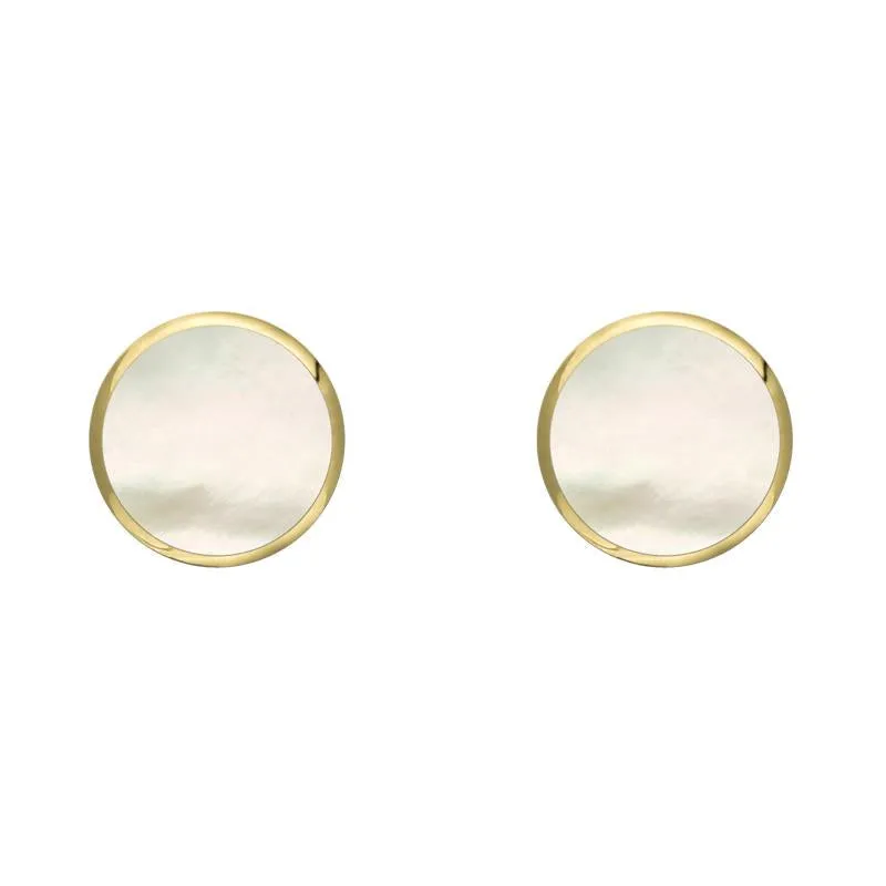 9ct Yellow Gold White Mother of Pearl 5mm Classic Small Round Stud Earrings sold by Jura Watches
