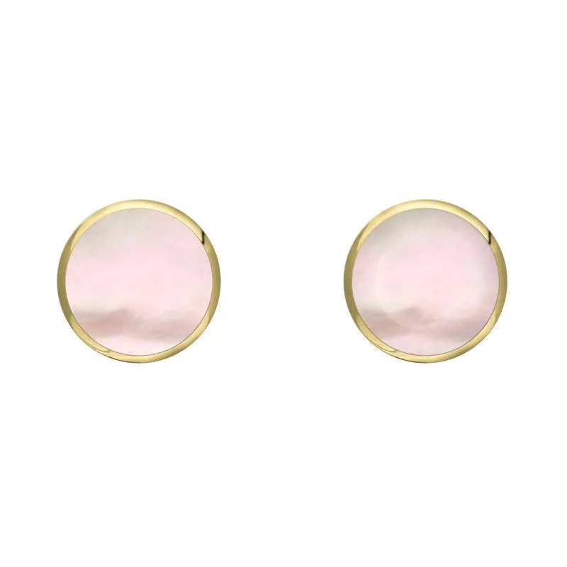 9ct Yellow Gold Pink Mother of Pearl 5mm Classic Small Round Stud Earrings sold by Jura Watches
