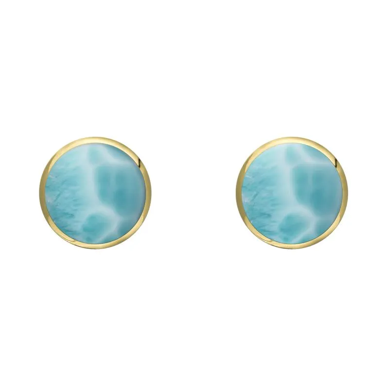 9ct Yellow Gold Larimar 5mm Classic Small Round Stud Earrings sold by Jura Watches
