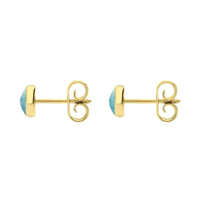 9ct Yellow Gold Larimar 5mm Classic Small Round Stud Earrings sold by Jura Watches product image thumbnail 2